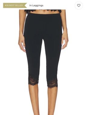 Tularosa Black Capri Leggings with Lace Hem